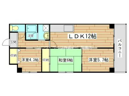 マーブルハイツ東和(3LDK/3階)の間取り写真