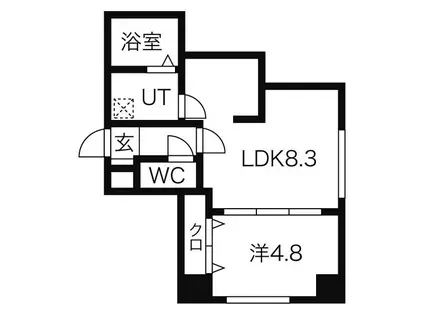 E-HORIZON山鼻(1DK/4階)の間取り写真