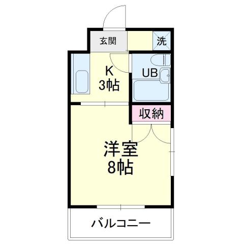 パーシモン(1K/1階)の間取り写真
