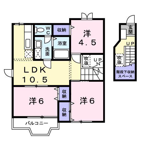 K・レジデンスI(3LDK/2階)の間取り写真