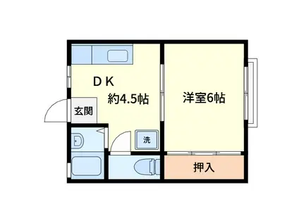 ウッディ6(1DK/2階)の間取り写真