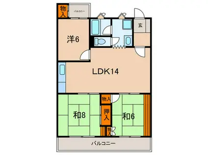 第2ビラ摩耶(3LDK/3階)の間取り写真