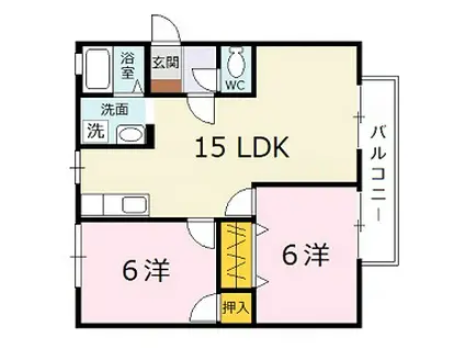 ビューテラス渡辺(2LDK/2階)の間取り写真