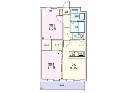 CINQ BLANC(2DK/1階)の間取り写真