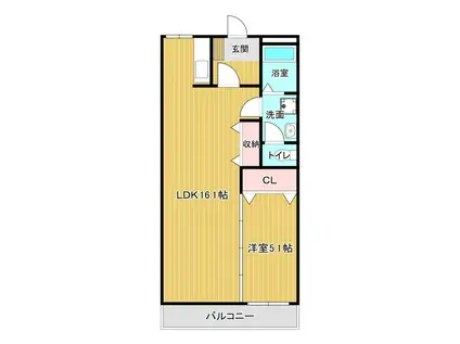 ホワイトヒルズ(1LDK/3階)の間取り写真