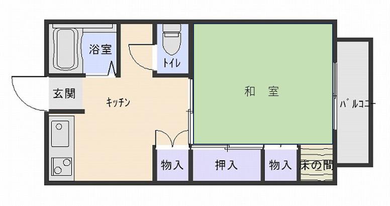 クレッセントA棟(1K/1階)の間取り写真