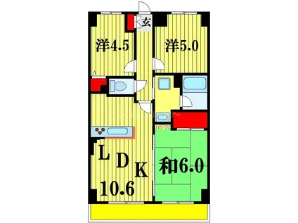 クリオ市川大野壱番館(3LDK/4階)の間取り写真