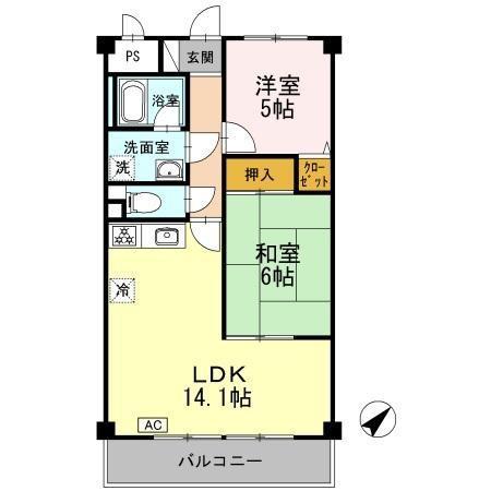 グリーンハイツ中島(2LDK/2階)の間取り写真