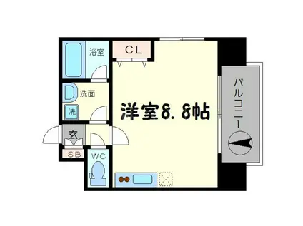 アドバンス難波南シャルム(ワンルーム/13階)の間取り写真