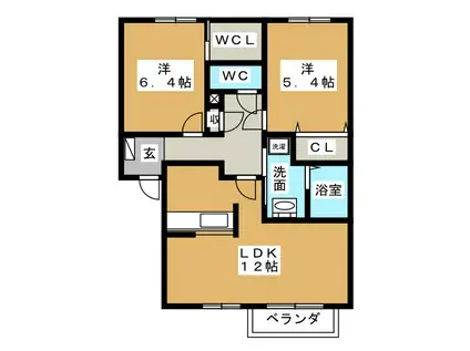 HOME LIKE 野いちご(2LDK/2階)の間取り写真