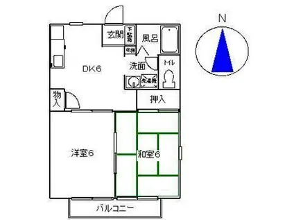 エルフィン(2DK/2階)の間取り写真