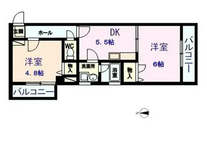 プラネット3(2DK/2階)の間取り写真