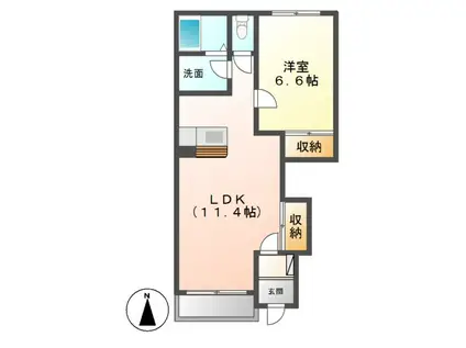 ヴェールメゾン(1LDK/1階)の間取り写真