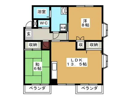 ポートランドマンションA棟(2LDK/1階)の間取り写真