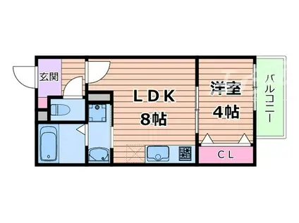 HARU千里山東(1LDK/1階)の間取り写真