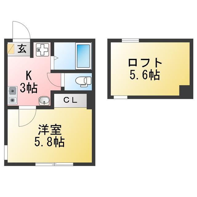 リビエール(1K/2階)の間取り写真