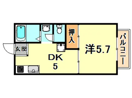 フレグランス甲南(1DK/2階)の間取り写真