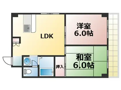 ライフハウス秀2号館(2LDK/5階)の間取り写真