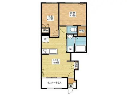 ルクスRNR(2LDK/1階)の間取り写真