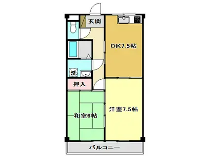 あざみのスクエアII(2DK/2階)の間取り写真