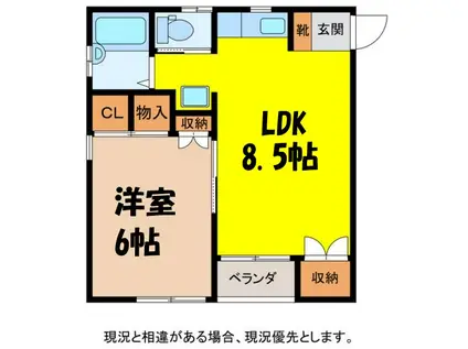 サン・シティ伊那B(1LDK/3階)の間取り写真