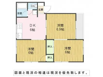 アペックスB棟(3DK/2階)の間取り写真