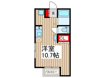 Sコート新所沢(ワンルーム/1階)の間取り写真