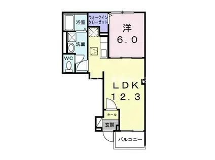 カーサバレンシア多米西町(1LDK/1階)の間取り写真