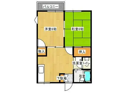 ハイネス久保田(2DK/1階)の間取り写真