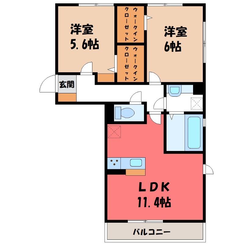 シュシュポルト(2LDK/1階)の間取り写真