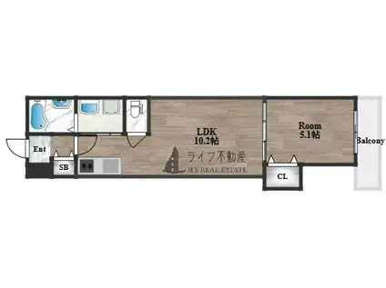 クリエオーレ寿町II(1LDK/3階)の間取り写真