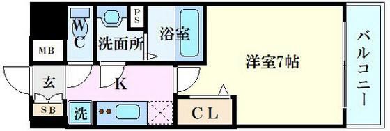 プレサンス広島中央(1K/4階)の間取り写真