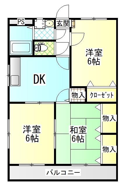 ニューマンション(3DK/1階)の間取り写真
