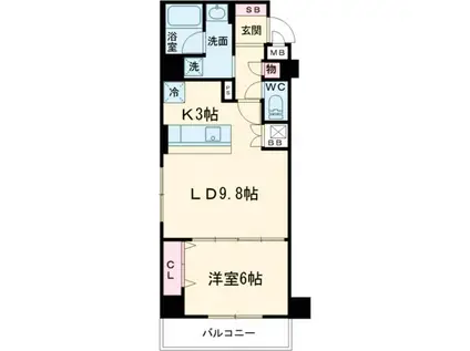 ホーリーフォート南平岸(1LDK/3階)の間取り写真