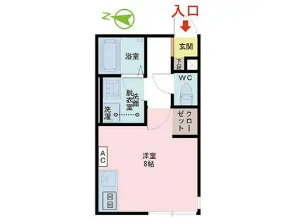 フライハイト二の宮(ワンルーム/1階)の間取り写真