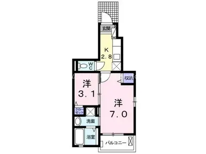 アルモニー28(1SK/1階)の間取り写真