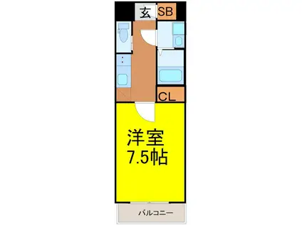 S-RESIDENCE堀田駅前FUTUR(1K/3階)の間取り写真