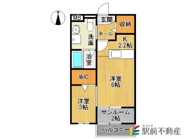 リバ・シティ夢咲III(1LDK/1階)の間取り写真
