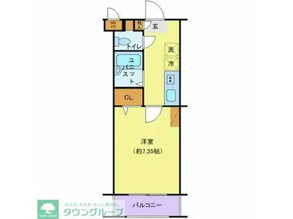 アヴィニティー調布南(1K/1階)の間取り写真