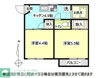 城西ハイツ(2K/2階)の間取り写真