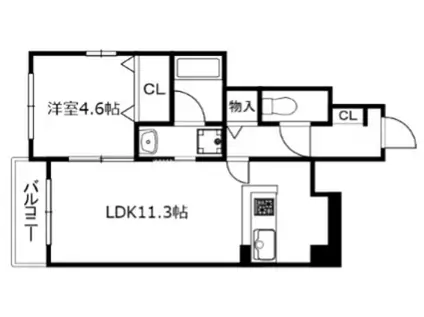 グレーヌ東寺(1LDK/1階)の間取り写真