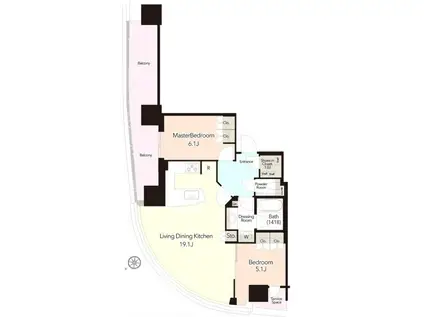 パークコート赤坂檜町ザ タワー(2LDK/4階)の間取り写真