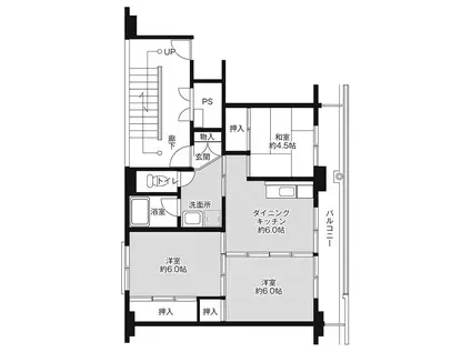 ビレッジハウス櫛形1号棟(3DK/1階)の間取り写真