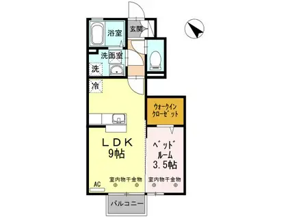 アルタイル藤ノ木(1LDK/1階)の間取り写真