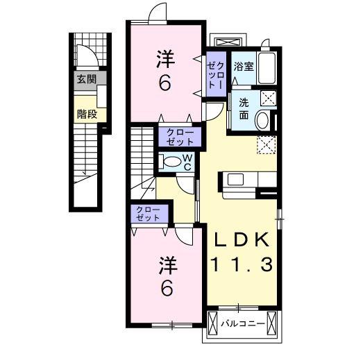 グレイトI(2LDK/2階)の間取り写真
