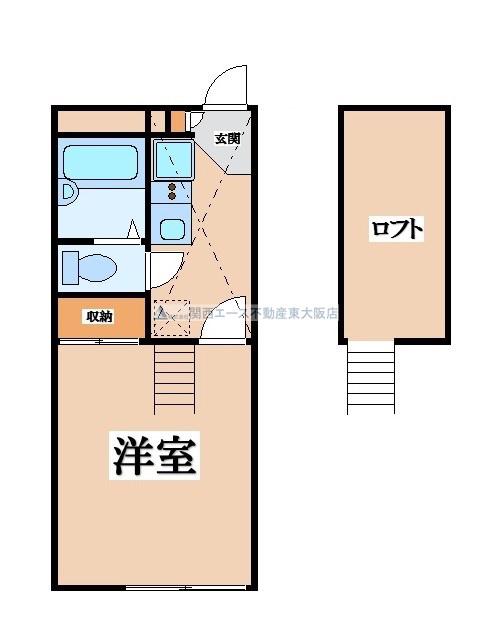レオパレスブラウニー(1K/1階)の間取り写真