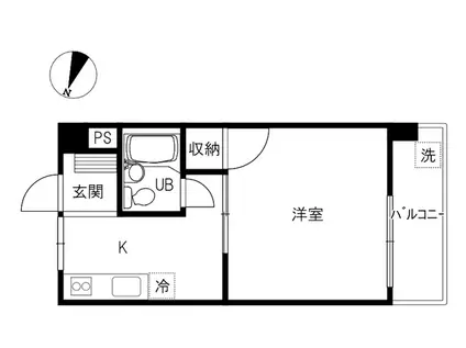 山一ハイツ(1K/3階)の間取り写真