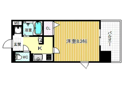 レジデンス中之島(1K/2階)の間取り写真