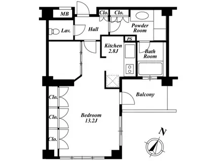 プラチナコート広尾(1K/3階)の間取り写真