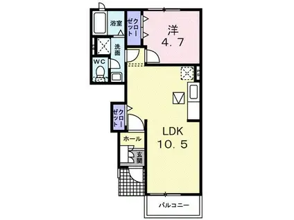 グランシャトーINO II(1LDK/1階)の間取り写真